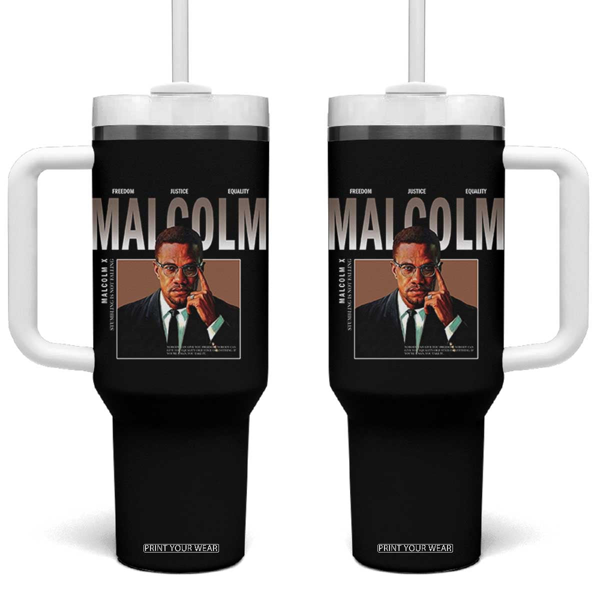 Black History Hero Malcolm X Tumbler With Handle Stumbling Is Not Falling TS12 One Size: 40 oz Black Print Your Wear