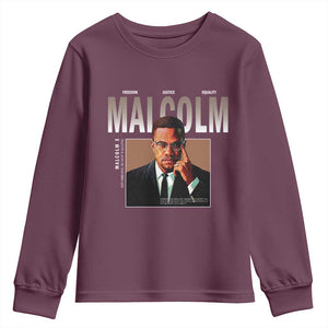 Black History Hero Malcolm X Youth Sweatshirt Stumbling Is Not Falling TS12 Maroon Print Your Wear