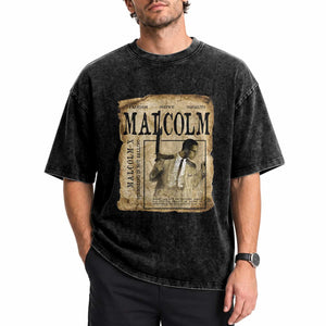 Malcolm X Historical Newspaper Washed Cotton T-Shirt Stumbling Is Not Falling Black History