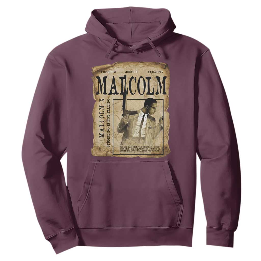 Malcolm X Historical Newspaper Hoodie Stumbling Is Not Falling Black History TS12 Maroon Print Your Wear