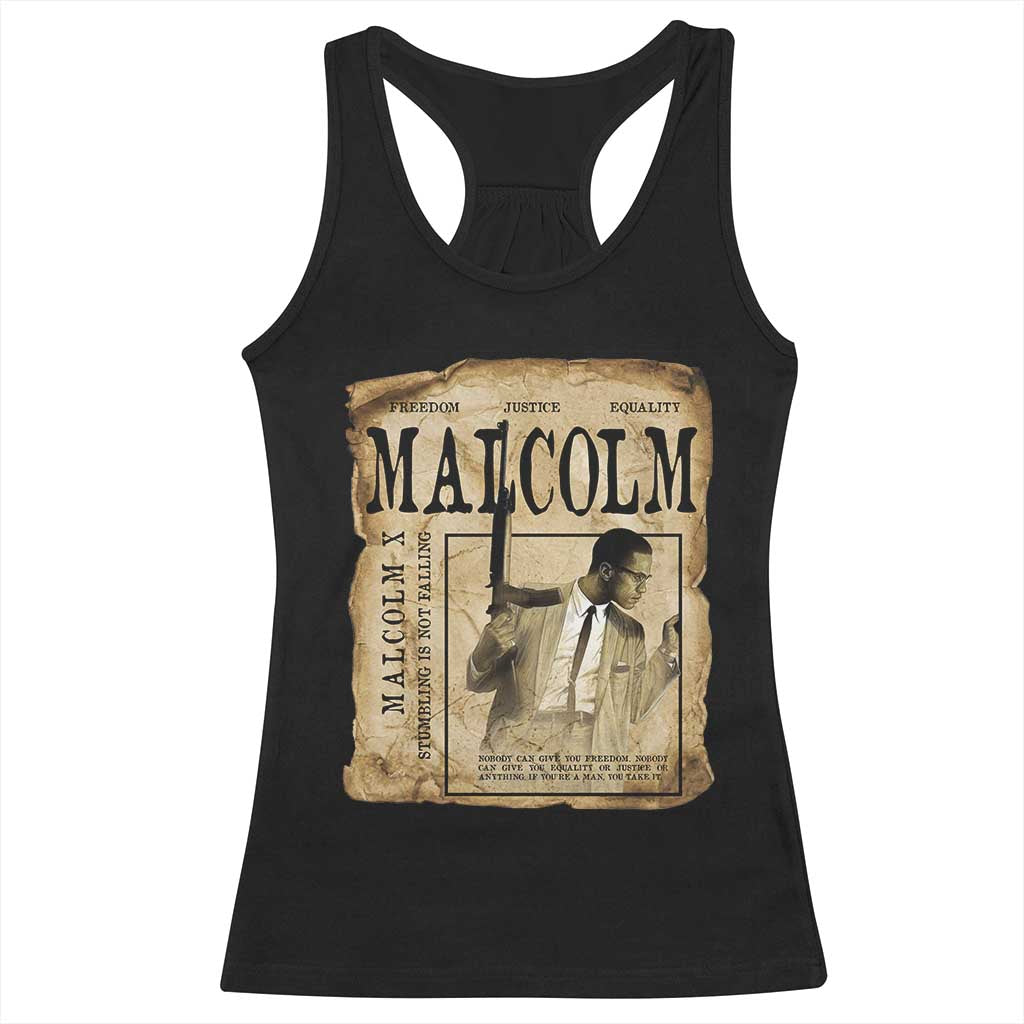 Malcolm X Historical Newspaper Racerback Tank Top Stumbling Is Not Falling Black History TS12 Black Print Your Wear