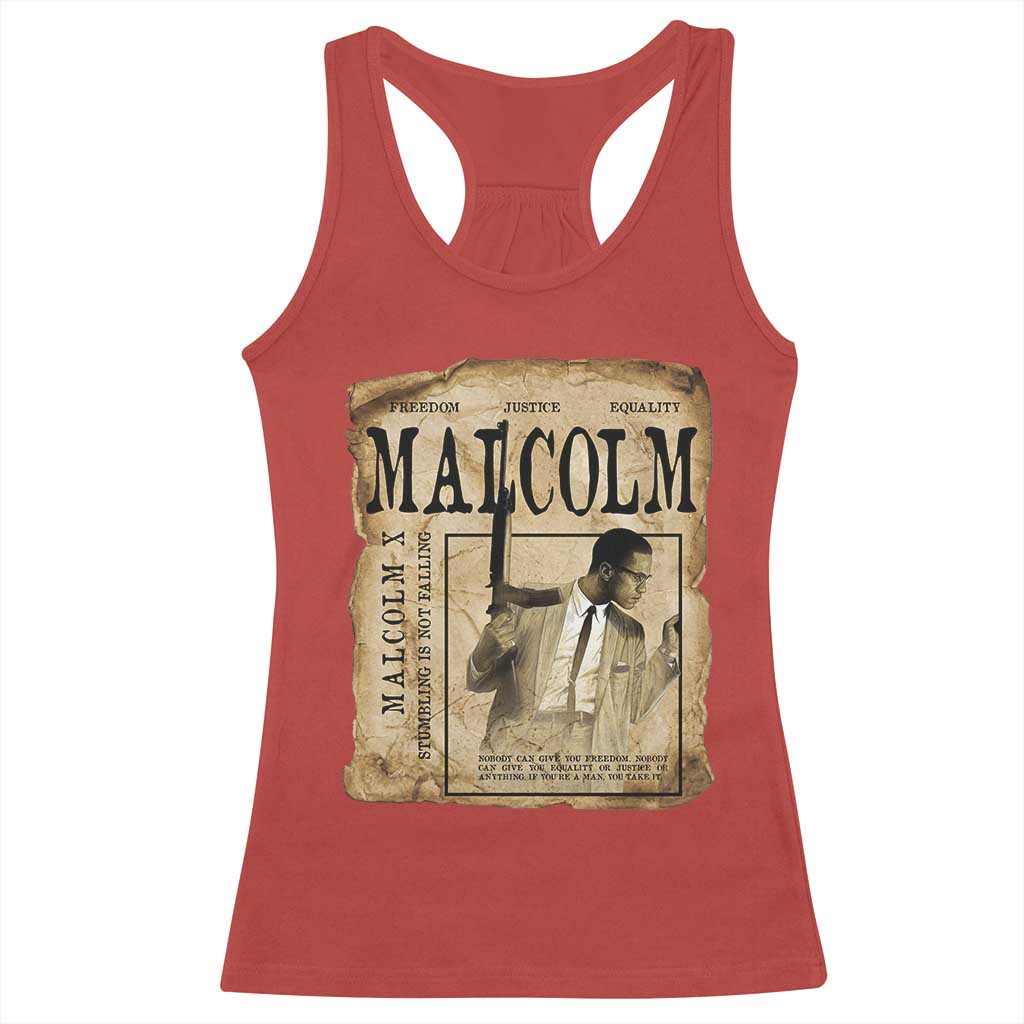 Malcolm X Historical Newspaper Racerback Tank Top Stumbling Is Not Falling Black History TS12 Red Print Your Wear