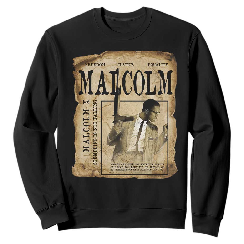 Malcolm X Historical Newspaper Sweatshirt Stumbling Is Not Falling Black History TS12 Black Print Your Wear