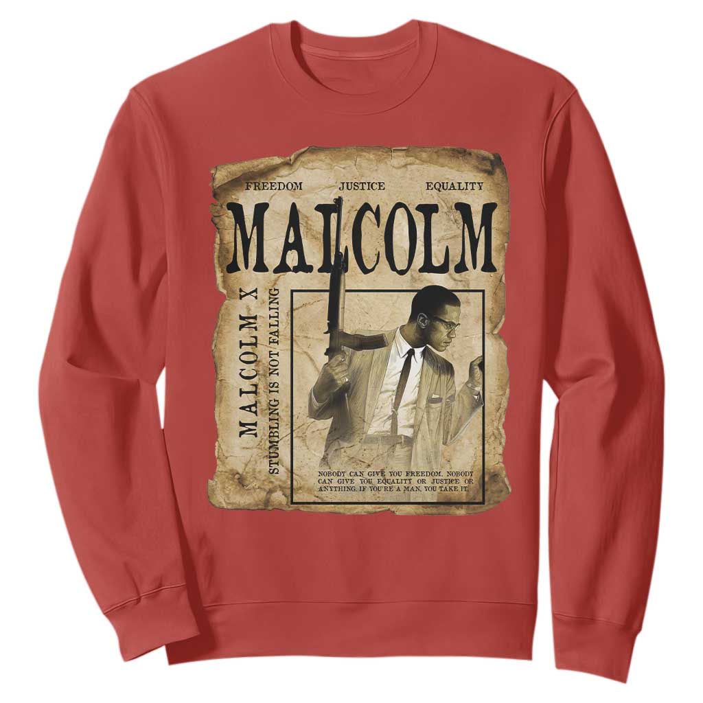 Malcolm X Historical Newspaper Sweatshirt Stumbling Is Not Falling Black History TS12 Red Print Your Wear
