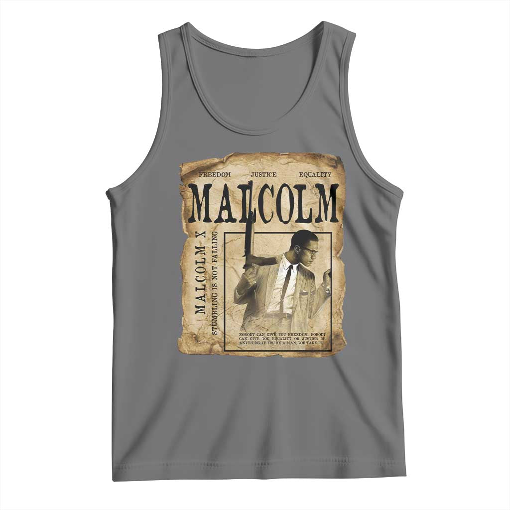 Malcolm X Historical Newspaper Tank Top Stumbling Is Not Falling Black History TS12 Black Heather Print Your Wear