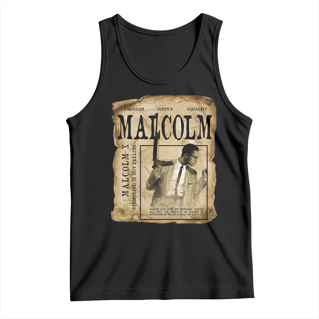 Malcolm X Historical Newspaper Tank Top Stumbling Is Not Falling Black History TS12 Black Print Your Wear
