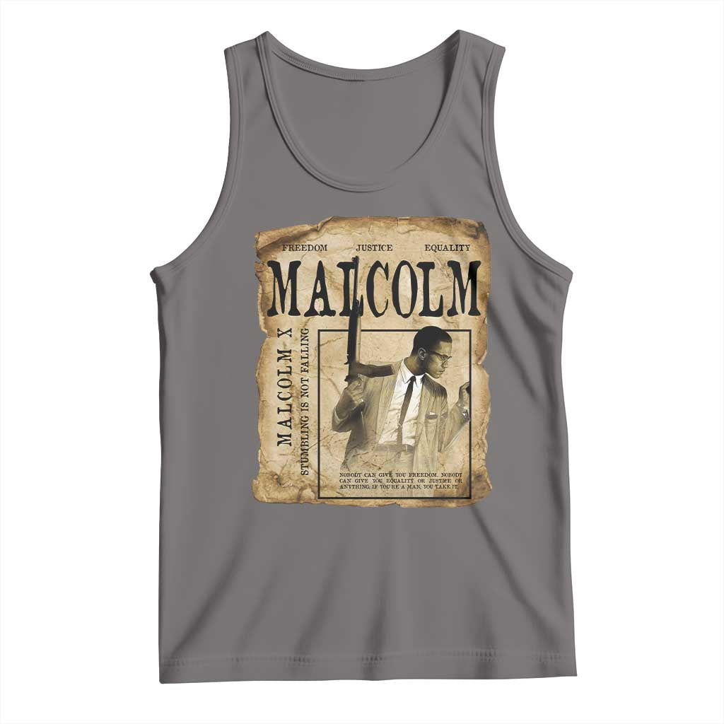 Malcolm X Historical Newspaper Tank Top Stumbling Is Not Falling Black History TS12 Deep Heather Print Your Wear
