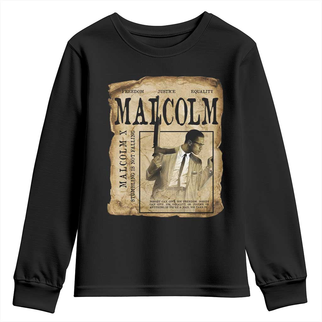 Malcolm X Historical Newspaper Youth Sweatshirt Stumbling Is Not Falling Black History TS12 Black Print Your Wear