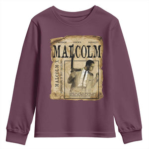 Malcolm X Historical Newspaper Youth Sweatshirt Stumbling Is Not Falling Black History TS12 Maroon Print Your Wear