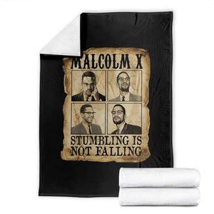 Malcolm X Throw Blanket Stumbling Is Not Falling Historical Poster TS12 Black Print Your Wear