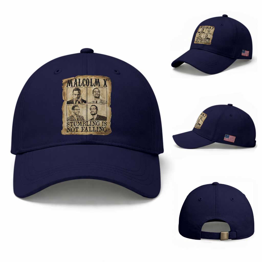 Malcolm X Baseball Cap Stumbling Is Not Falling Historical Poster TS12 Baseball Cap Universal Fit Dark Blue Print Your Wear