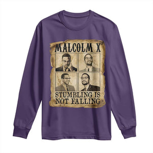 Malcolm X Long Sleeve Shirt Stumbling Is Not Falling Historical Poster TS12 Purple Print Your Wear