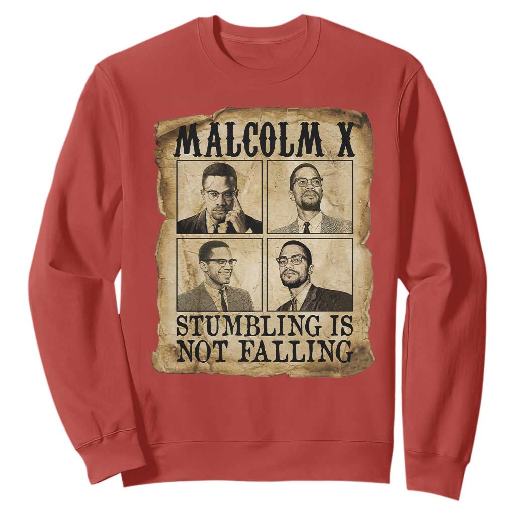 Malcolm X Sweatshirt Stumbling Is Not Falling Historical Poster TS12 Red Print Your Wear