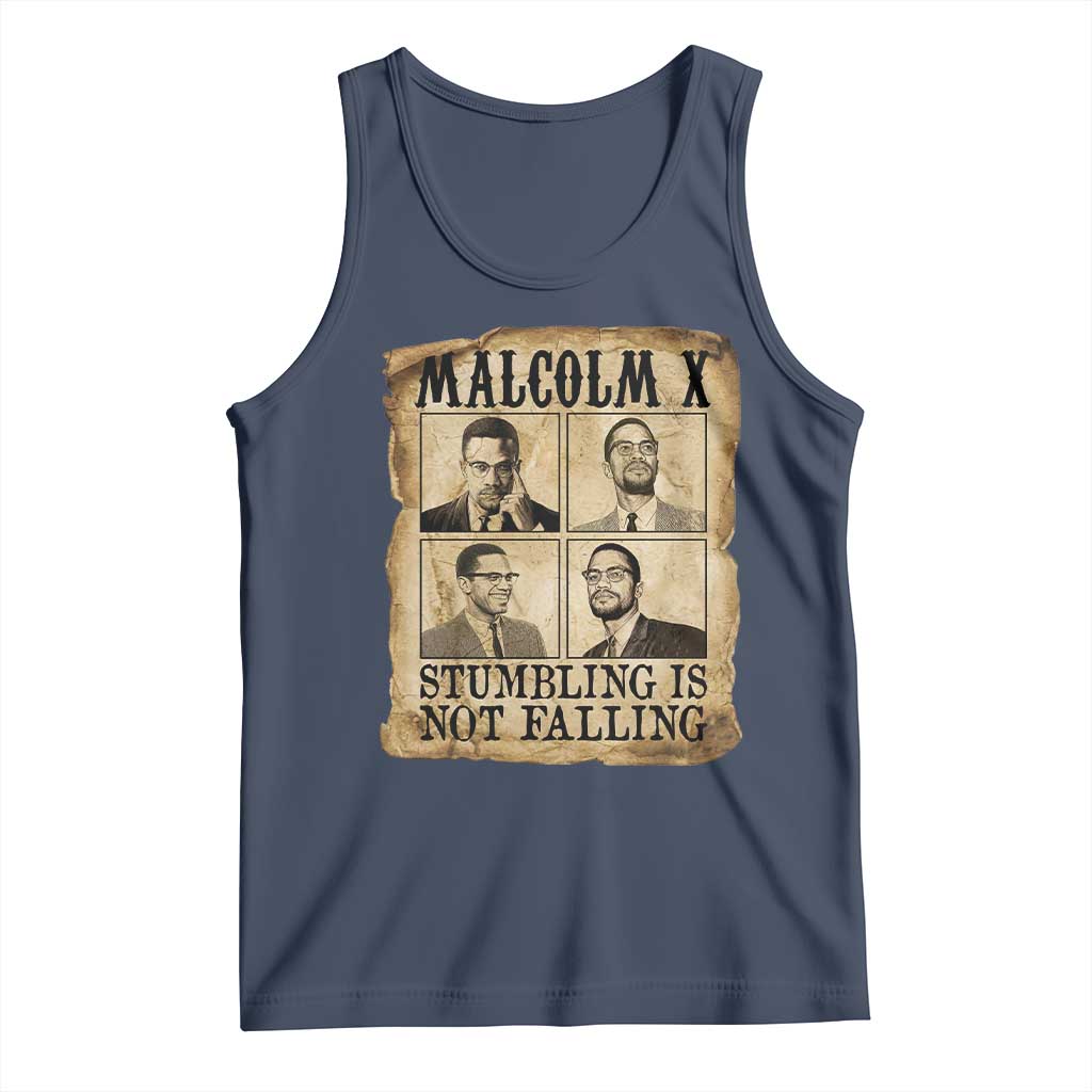 Malcolm X Tank Top Stumbling Is Not Falling Historical Poster TS12 Navy Print Your Wear