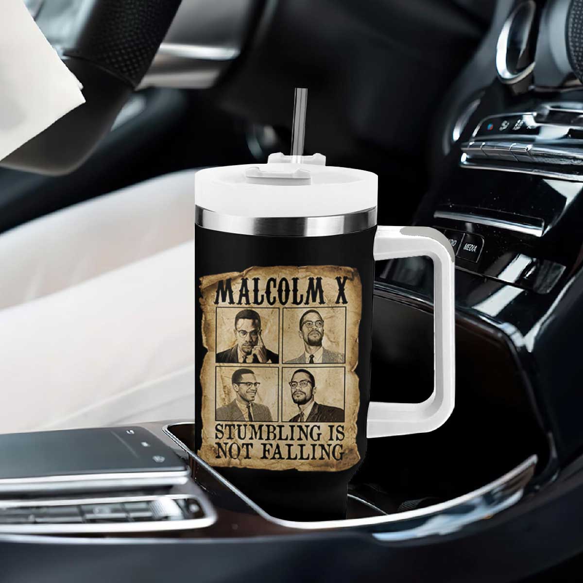 Malcolm X Tumbler With Handle Stumbling Is Not Falling Historical Poster TS12 Print Your Wear