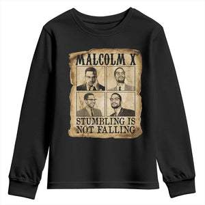 Malcolm X Youth Sweatshirt Stumbling Is Not Falling Historical Poster TS12 Black Print Your Wear