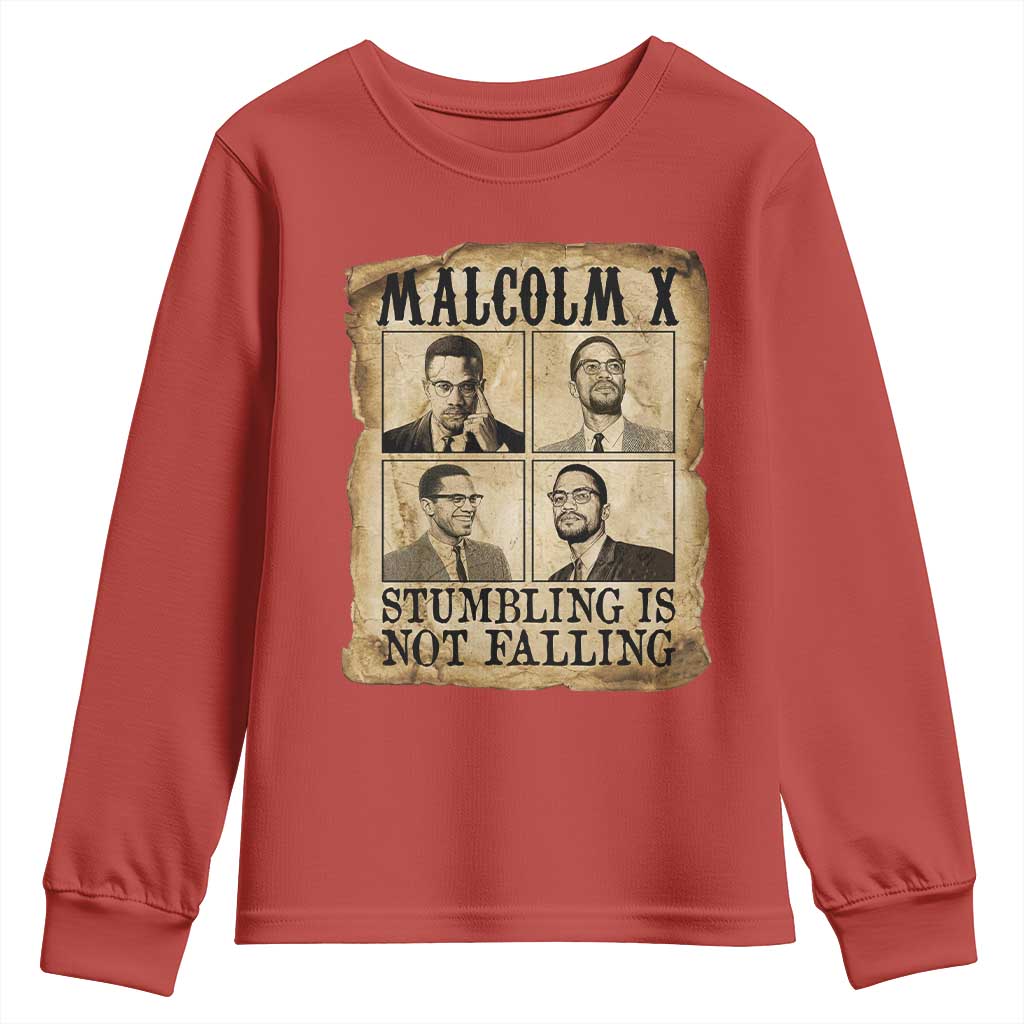Malcolm X Youth Sweatshirt Stumbling Is Not Falling Historical Poster TS12 Red Print Your Wear