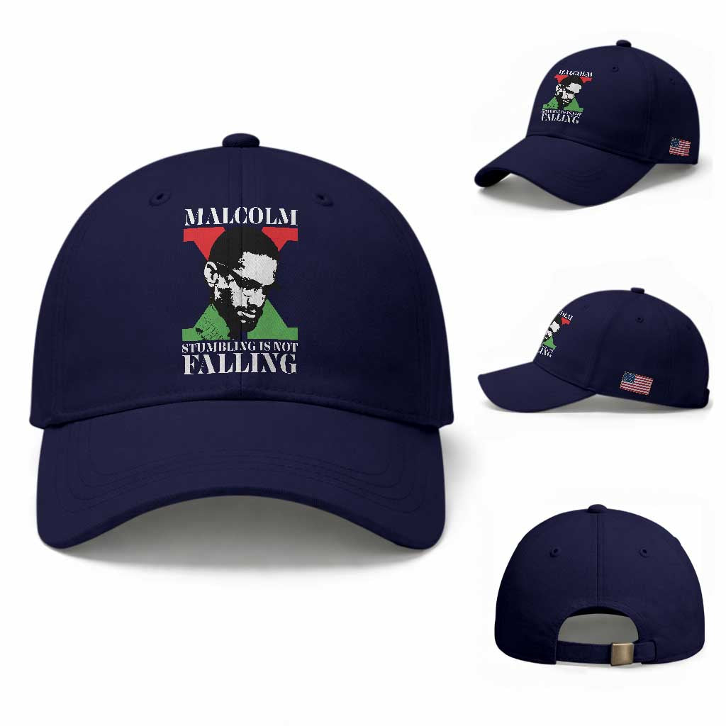 Malcolm X Baseball Cap Stumbling Is Not Falling Black History Leader TS12 Baseball Cap Universal Fit Dark Blue Print Your Wear