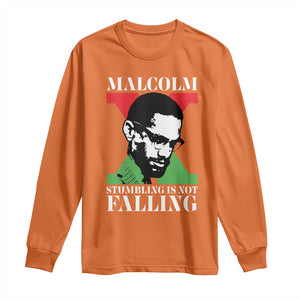 Malcolm X Long Sleeve Shirt Stumbling Is Not Falling Black History Leader TS12 Orange Print Your Wear