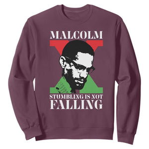 Malcolm X Sweatshirt Stumbling Is Not Falling Black History Leader TS12 Maroon Print Your Wear