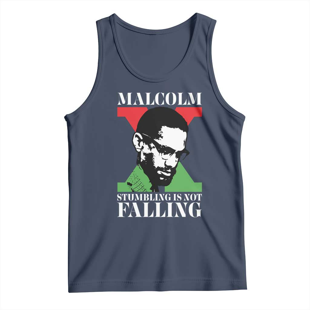 Malcolm X Tank Top Stumbling Is Not Falling Black History Leader TS12 Navy Print Your Wear