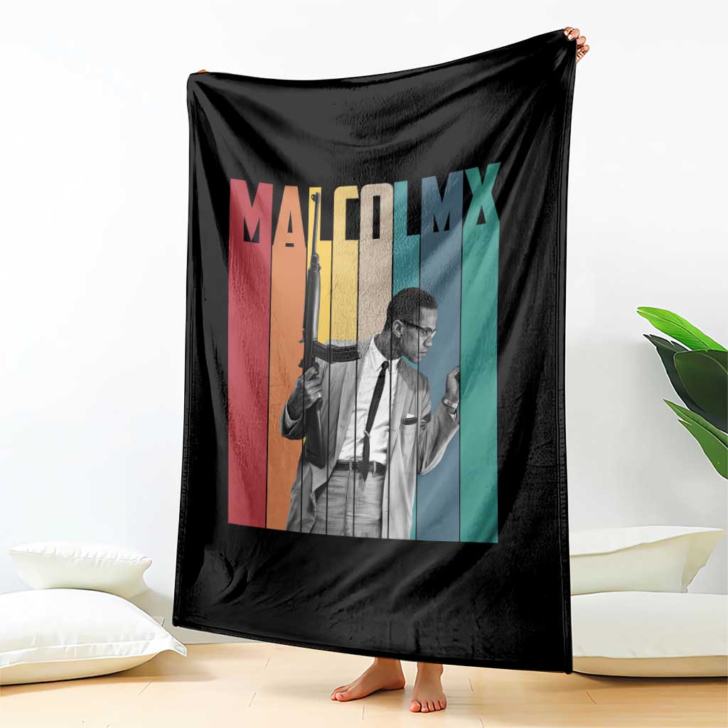 Malcolm X Throw Blanket Retro Portrait Black Empowerment Heritage Gift TS12 Print Your Wear