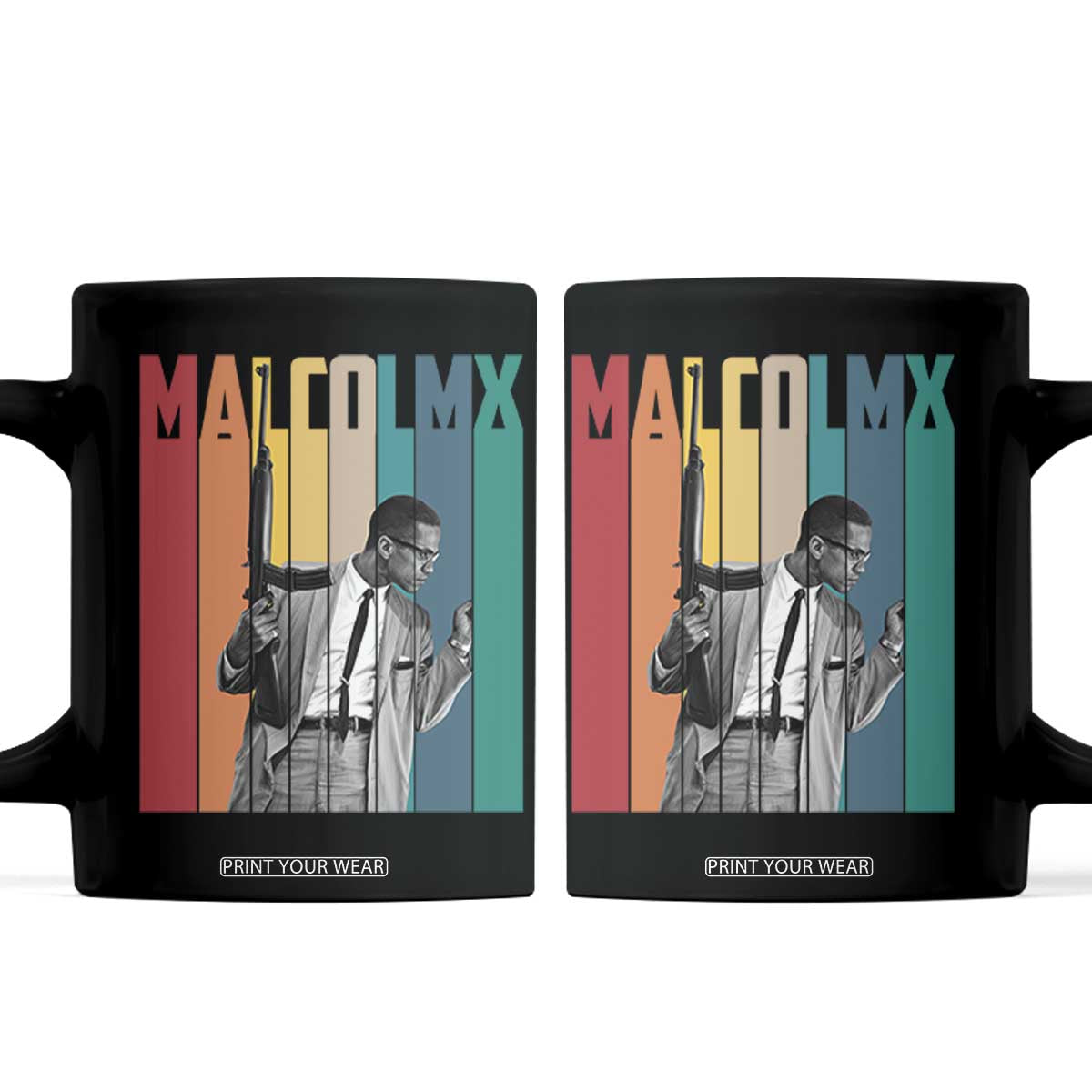 Malcolm X Coffee Mug Retro Portrait Black Empowerment Heritage Gift TS12 Black Print Your Wear