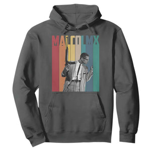 Malcolm X Hoodie Retro Portrait Black Empowerment Heritage Gift TS12 Dark Heather Print Your Wear