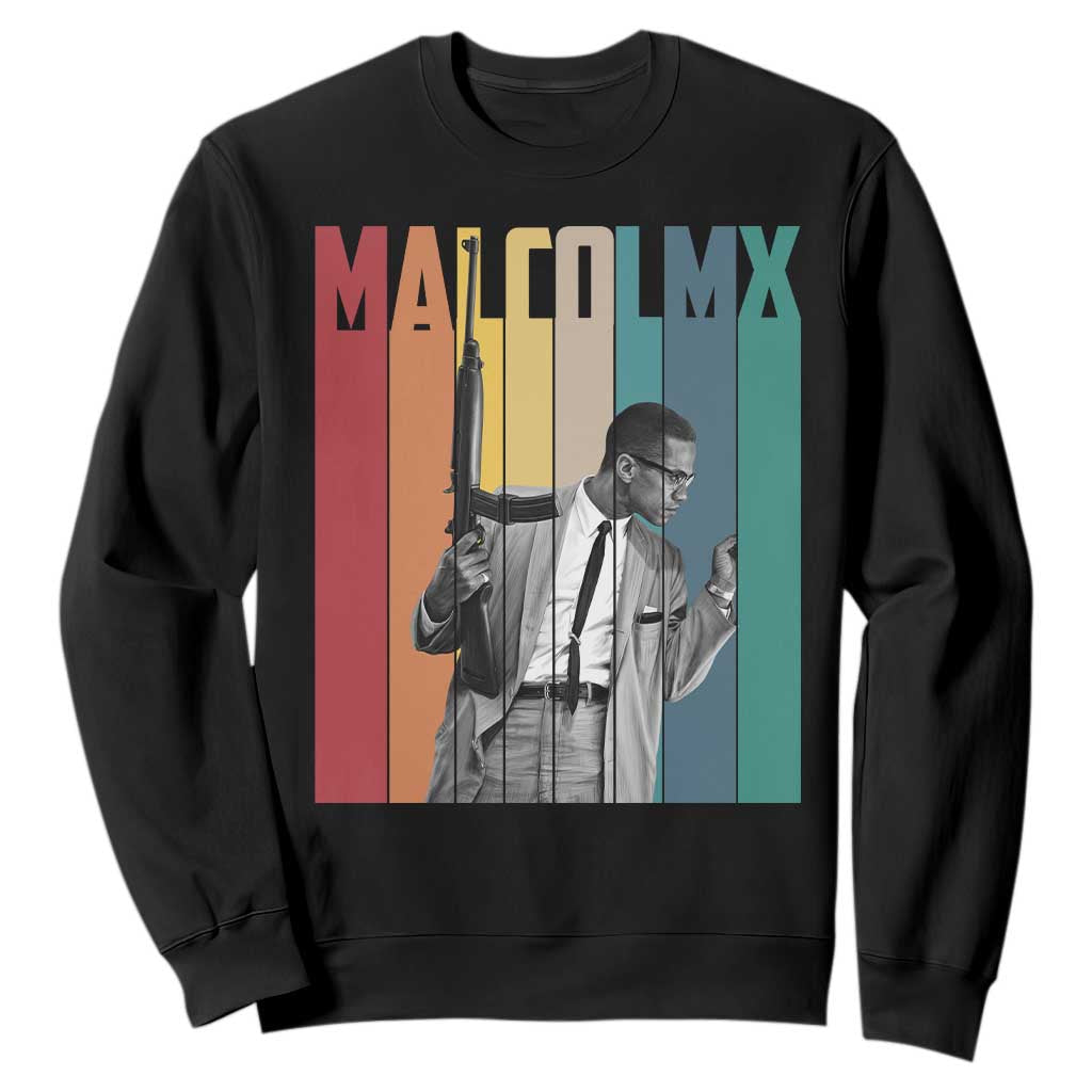 Malcolm X Sweatshirt Retro Portrait Black Empowerment Heritage Gift TS12 Black Print Your Wear
