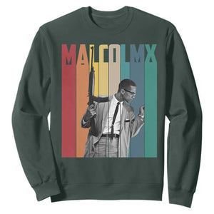 Malcolm X Sweatshirt Retro Portrait Black Empowerment Heritage Gift TS12 Dark Forest Green Print Your Wear