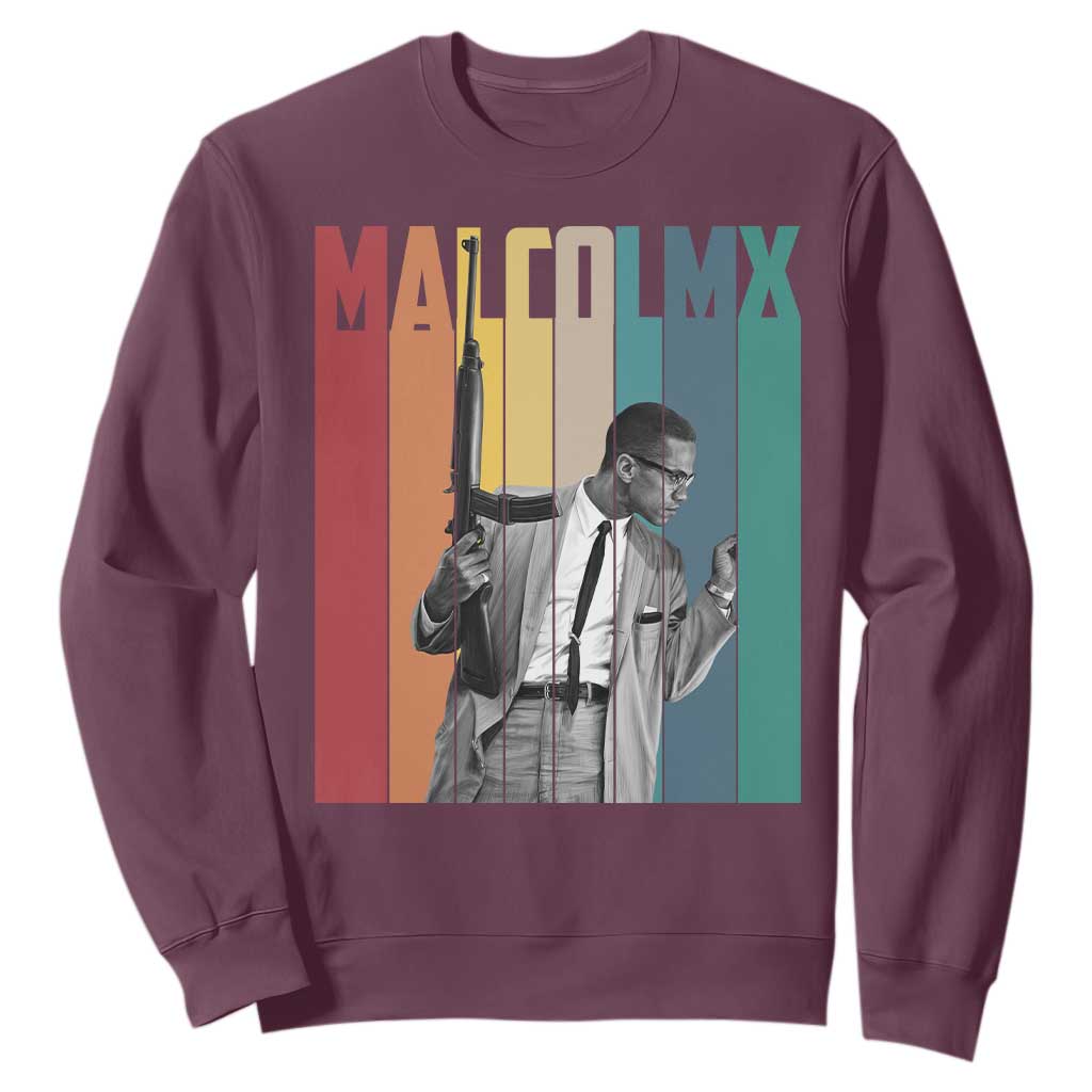 Malcolm X Sweatshirt Retro Portrait Black Empowerment Heritage Gift TS12 Maroon Print Your Wear