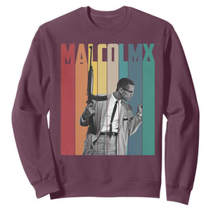 Malcolm X Sweatshirt Retro Portrait Black Empowerment Heritage Gift TS12 Maroon Print Your Wear
