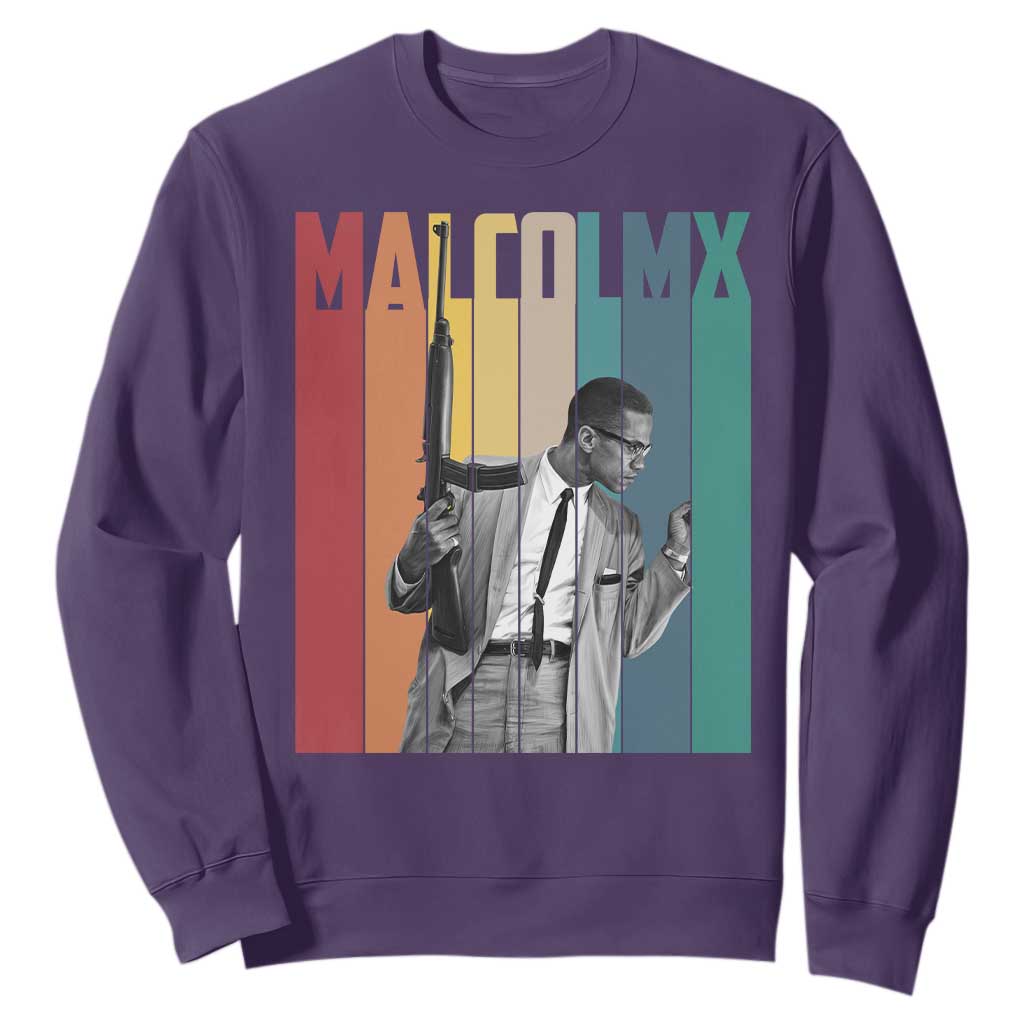 Malcolm X Sweatshirt Retro Portrait Black Empowerment Heritage Gift TS12 Purple Print Your Wear