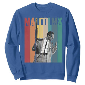 Malcolm X Sweatshirt Retro Portrait Black Empowerment Heritage Gift TS12 Royal Blue Print Your Wear