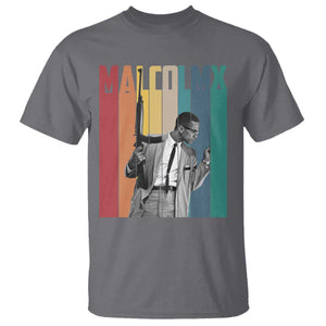 Malcolm X T Shirt Retro Portrait Black Empowerment Heritage Gift TS12 Charcoal Print Your Wear