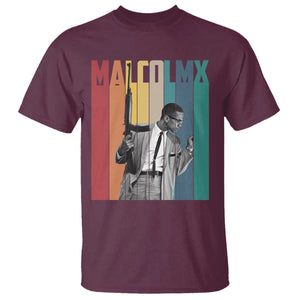 Malcolm X T Shirt Retro Portrait Black Empowerment Heritage Gift TS12 Maroon Print Your Wear