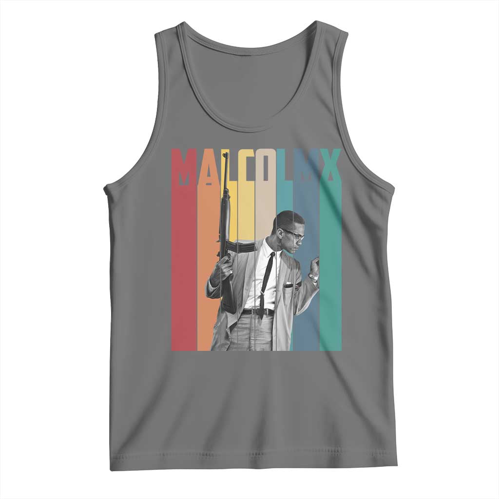 Malcolm X Tank Top Retro Portrait Black Empowerment Heritage Gift TS12 Black Heather Print Your Wear