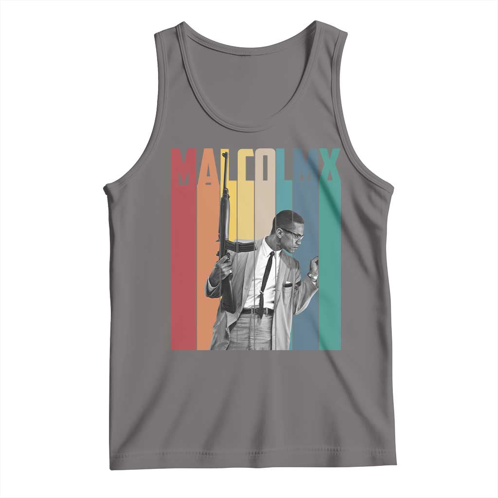 Malcolm X Tank Top Retro Portrait Black Empowerment Heritage Gift TS12 Deep Heather Print Your Wear