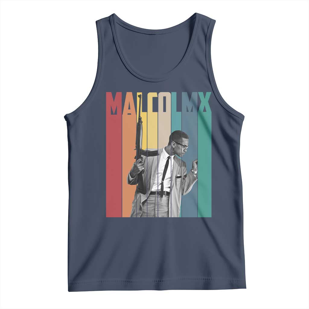 Malcolm X Tank Top Retro Portrait Black Empowerment Heritage Gift TS12 Navy Print Your Wear