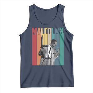 Malcolm X Tank Top Retro Portrait Black Empowerment Heritage Gift TS12 Navy Print Your Wear