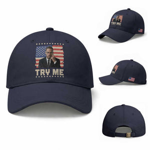 Malcolm X Try Me Baseball Cap African American Pride Gift TS12 Baseball Cap Universal Fit Navy Print Your Wear