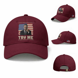 Malcolm X Try Me Baseball Cap African American Pride Gift TS12 Baseball Cap Universal Fit Maroon Print Your Wear