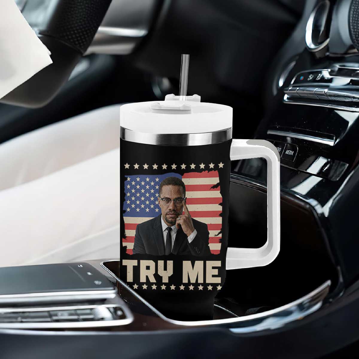 Malcolm X Try Me Tumbler With Handle African American Pride Gift TS12 Print Your Wear