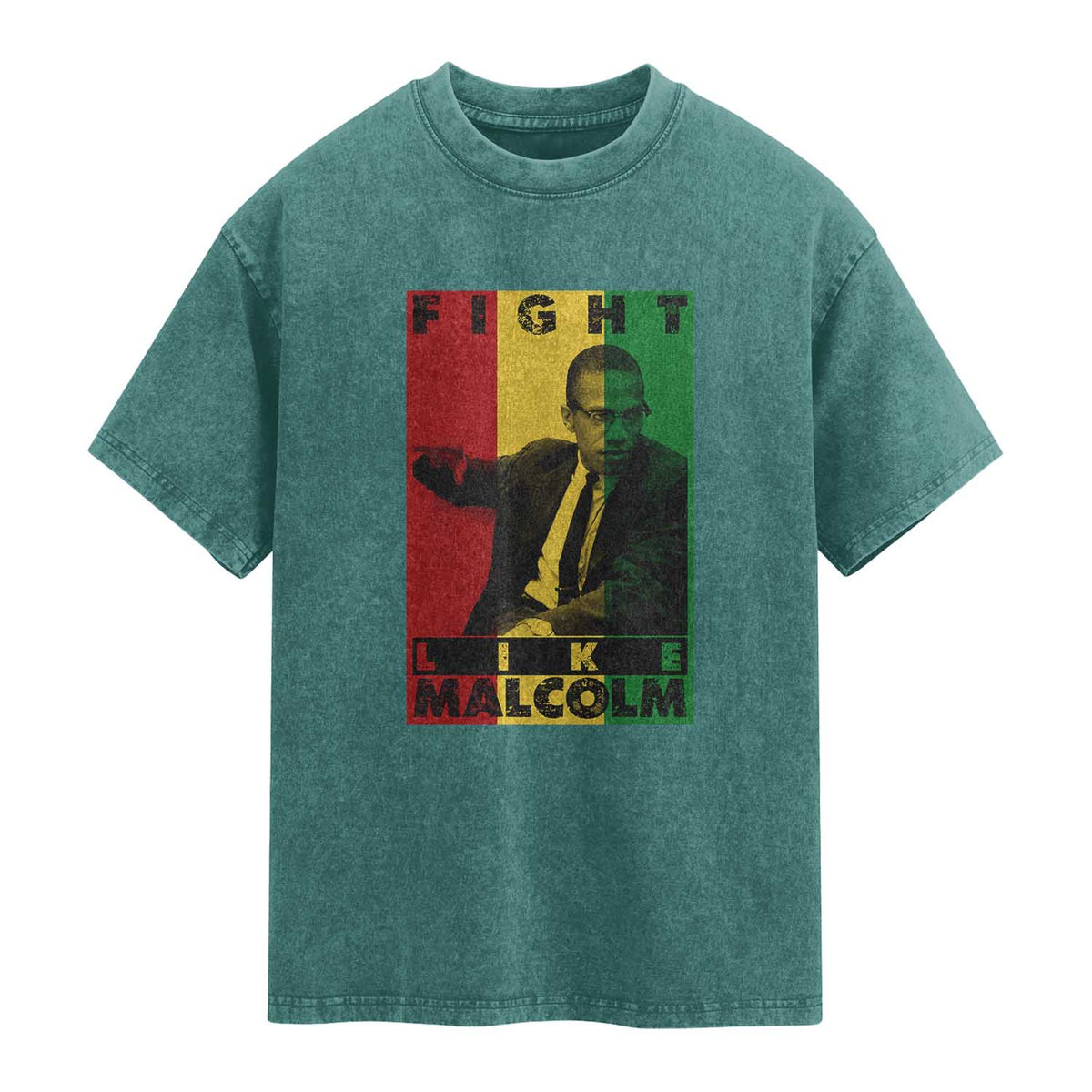 Fight Like Malcolm X Washed Cotton T-Shirt African American Pride Gift