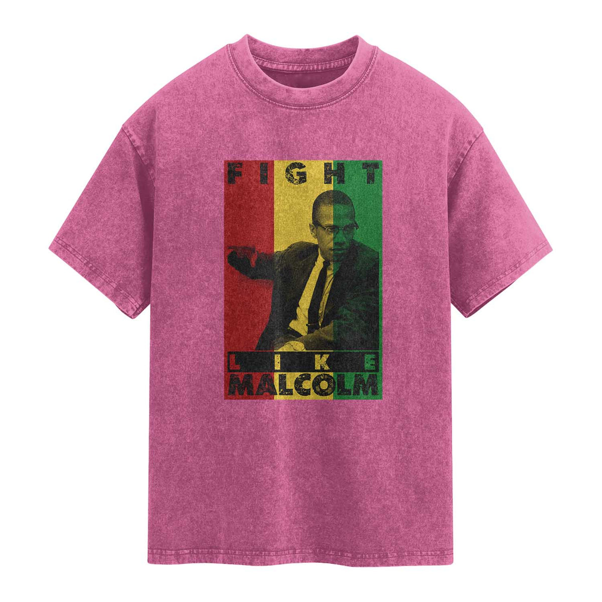 Fight Like Malcolm X Washed Cotton T-Shirt African American Pride Gift