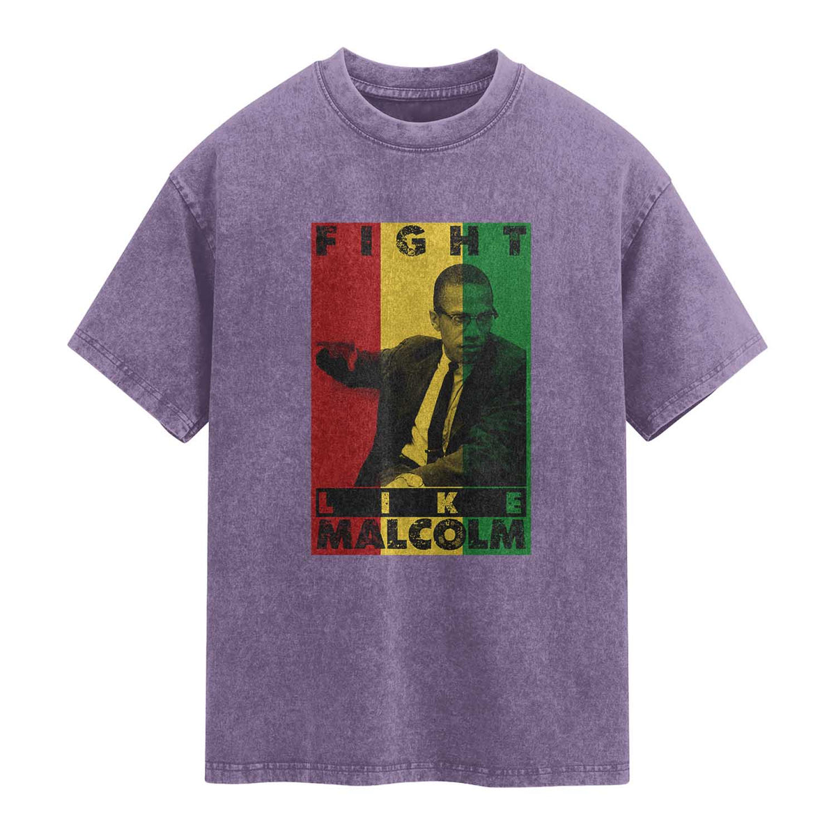 Fight Like Malcolm X Washed Cotton T-Shirt African American Pride Gift