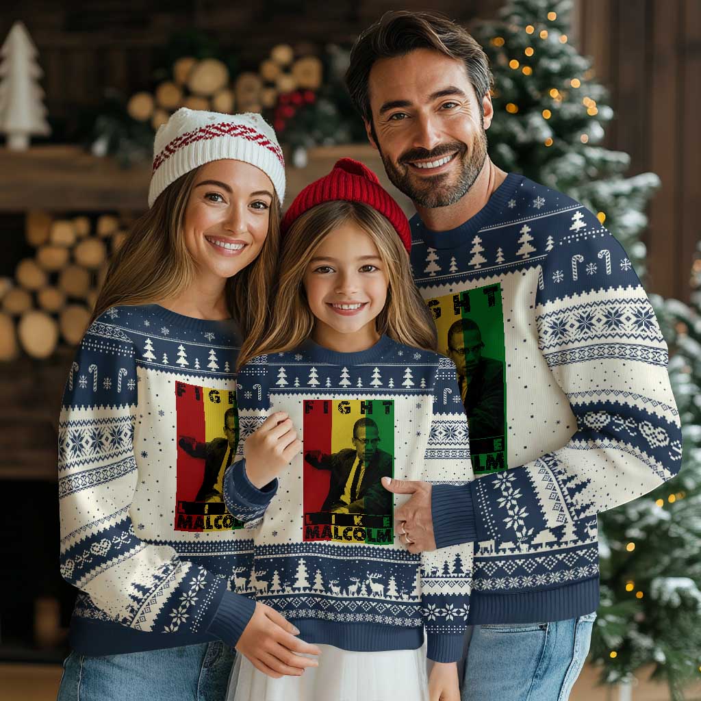 Fight Like Malcolm X Ugly Christmas Sweater African American Pride Gift TS12 Beige Navy Print Your Wear