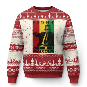 Fight Like Malcolm X Ugly Christmas Sweater African American Pride Gift TS12 Beige Red Print Your Wear