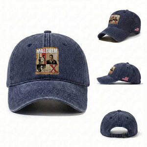 Malcolm X Quote Washed Cotton Baseball Cap Nobody Can Give You Freedom Take It TS12 Washed Cap Universal Fit Navy Print Your Wear