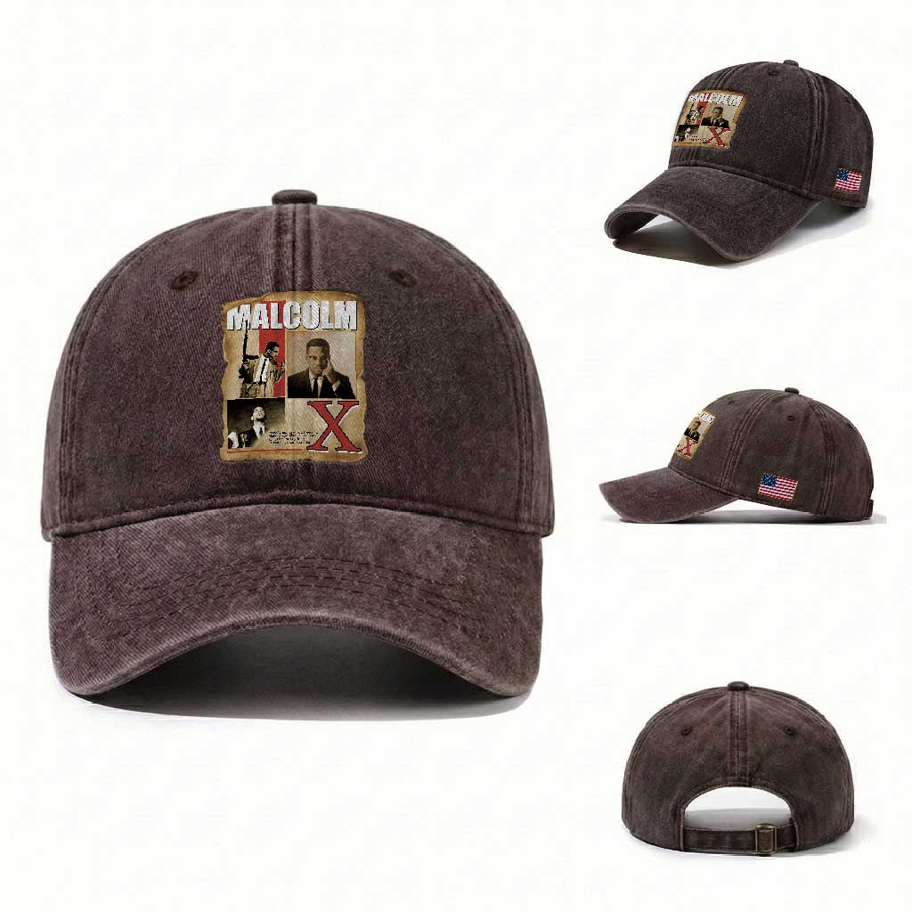 Malcolm X Quote Washed Cotton Baseball Cap Nobody Can Give You Freedom Take It TS12 Washed Cap Universal Fit Dark Brown Print Your Wear